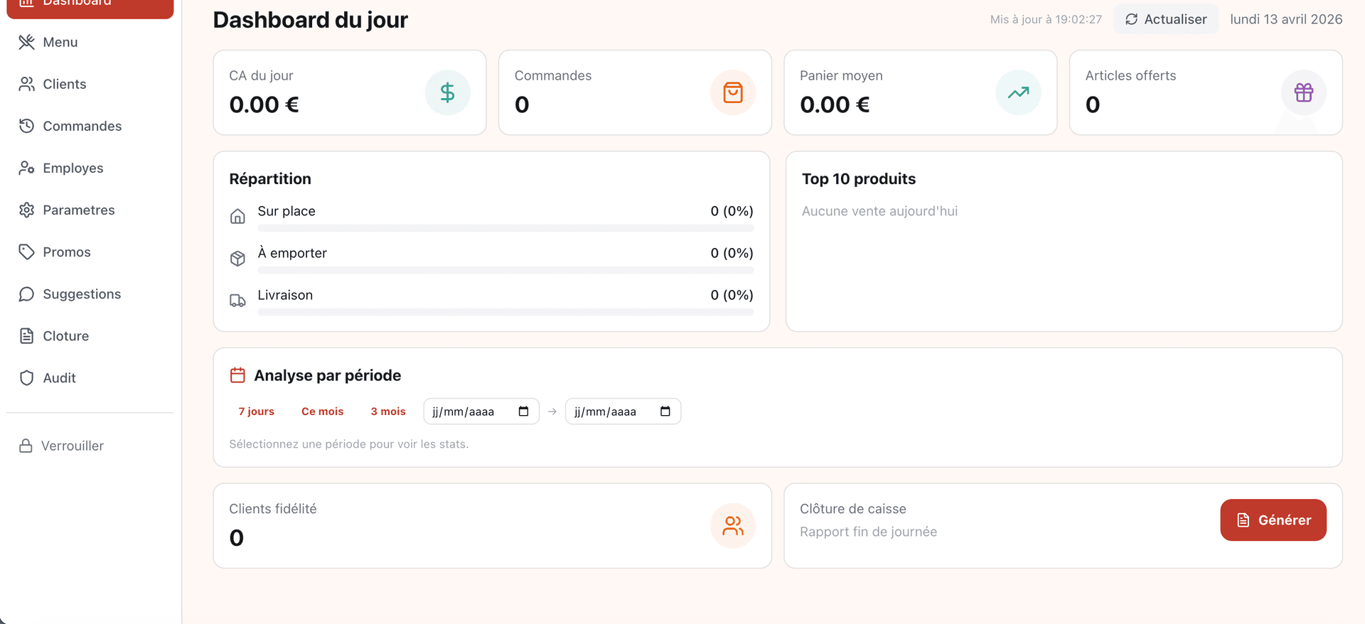 Dashboard YB Caisse